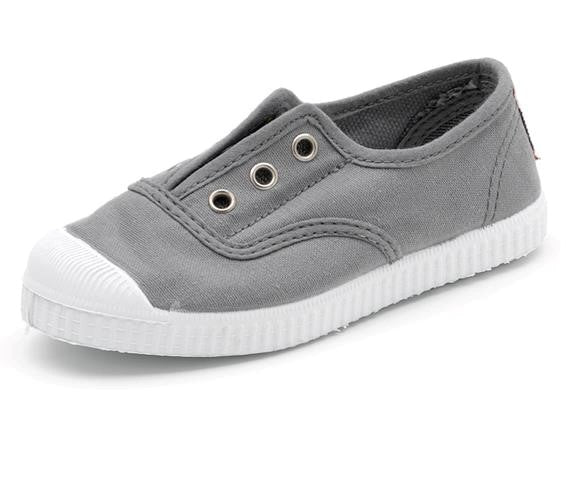 Grey Laceless Canvas Sneaker