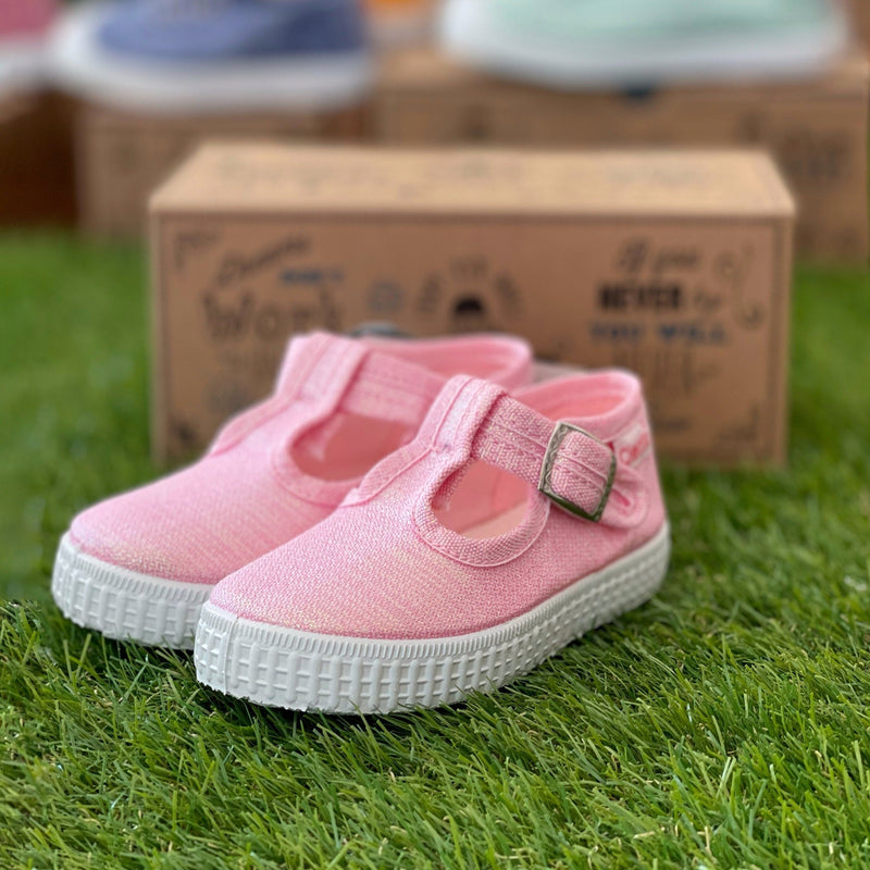 Shiny Pink T-bar Shoes