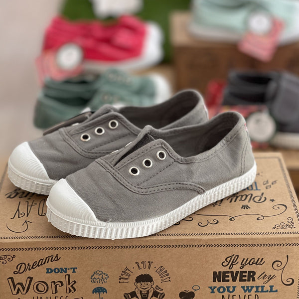 Grey Laceless Canvas Sneaker